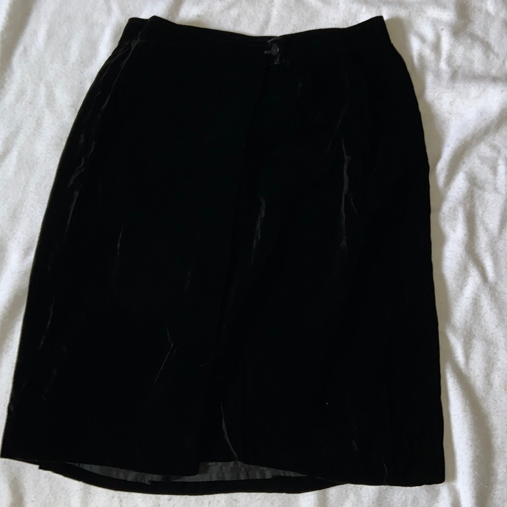 Giorgio Armani Black Velvet Midi Skirt